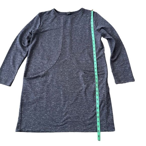 Clara Sun Woo dress Tunic Pocket Heathered Gray Pullover Long Sleeves Stretch - Picture 3 of 5